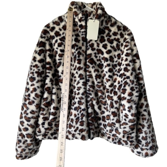 NWT Women's leopard la miel faux puffer coat  print Jacket collar pockets size S - Picture 7 of 15